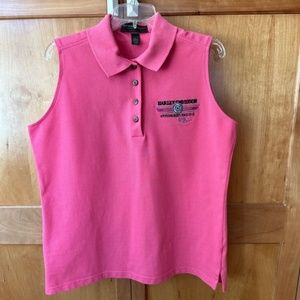 Sturgis 2000 Harley Davidson Sleeveless Pink Polo Top Size Large Womens